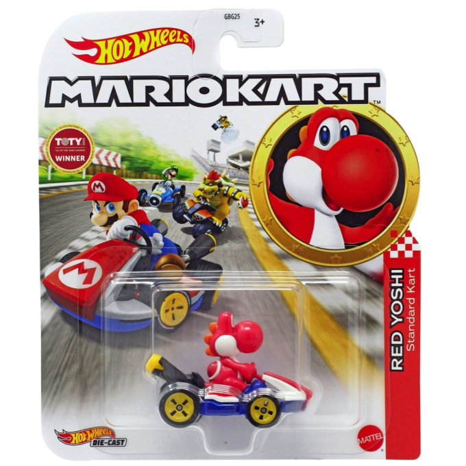Hot Wheels - Super Mario autíčko Red Yoshi