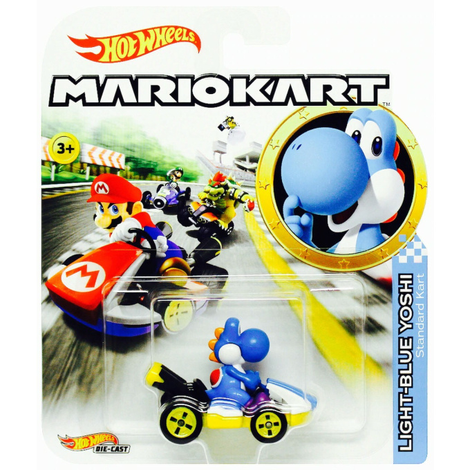 Hot Wheels - Super Mario autíčko Light-Blue Yoshi