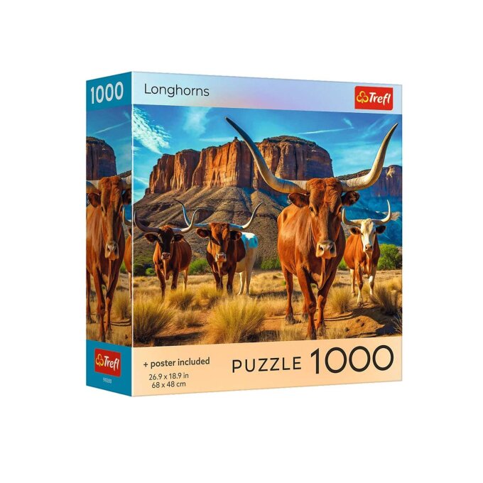 Puzzle 1000 – Texaský dlhorohý skot