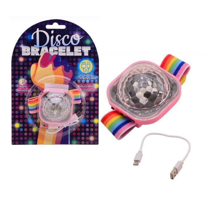 Nabíjateľný náramok s disco guľou