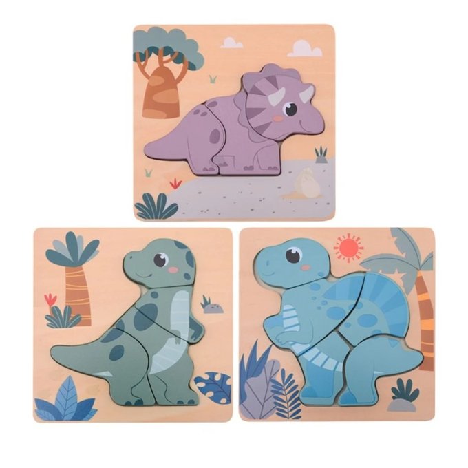 Drevené mini puzzle Dino