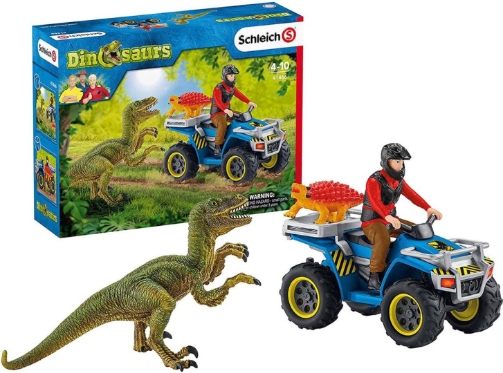 Schleich Dinosaurs – Velociraptor a štvorkolka s figúrkou 41466