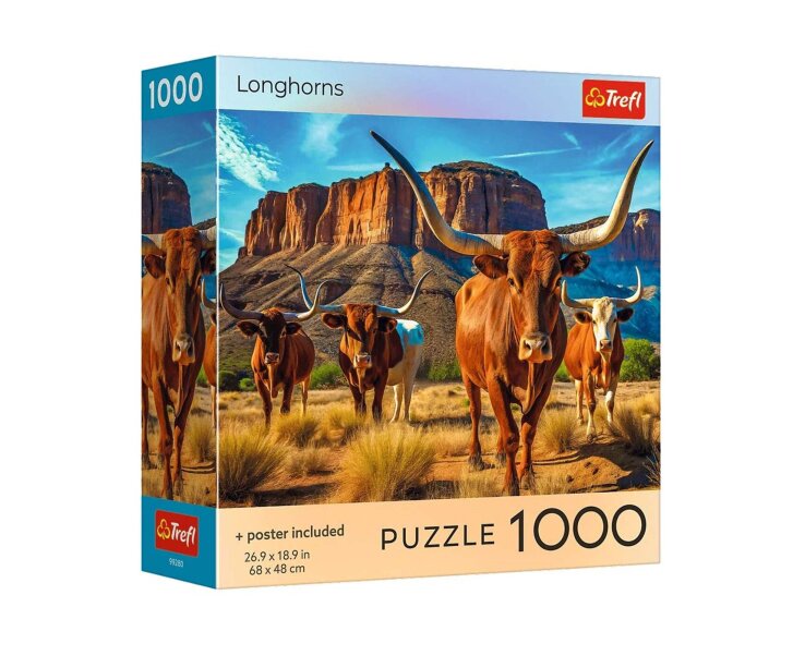 Puzzle 1000 – Texaský dlhorohý skot
