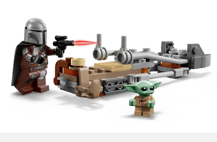 75436 Lego Star Wars - Mandalorian, Grogu a spídrová motorka