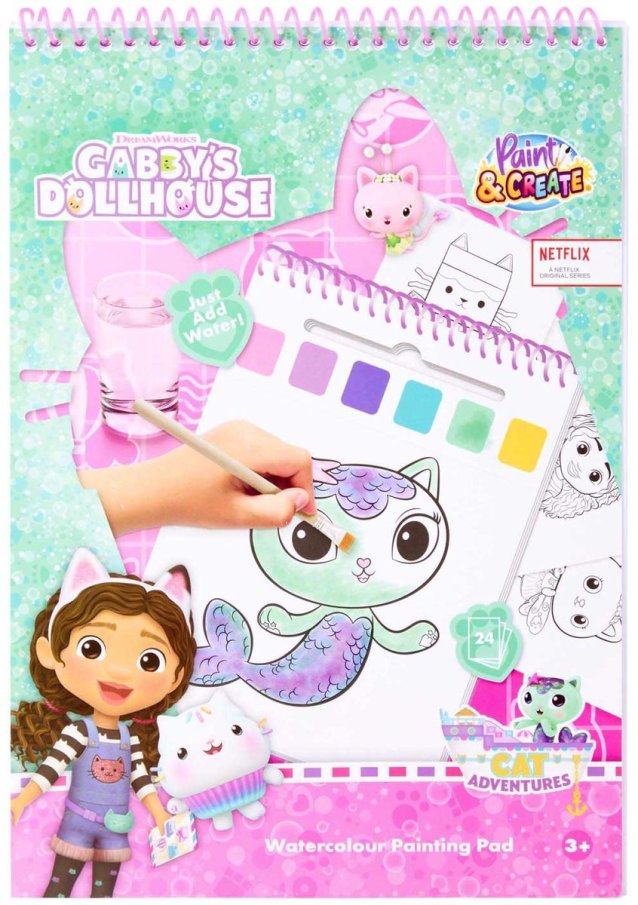 Gabby´s Dollhouse – Omaľovánka s akvarelovými farbami- vrátane štetca