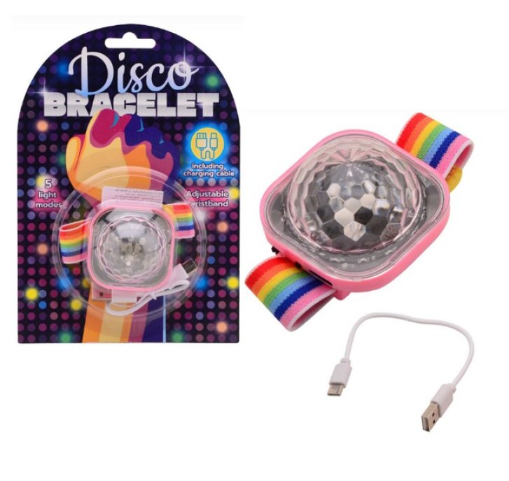 Nabíjateľný náramok s disco guľou