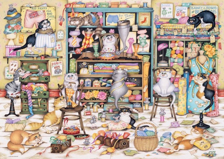 Puzzle 1000 - Mačacia šijacia dielňa