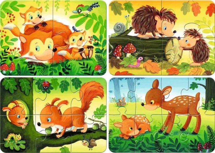 Moje prvé puzzle 4v1 - Lesné zvieratká