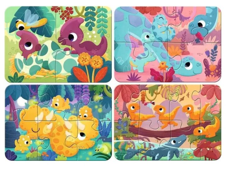 Moje prvé puzzle 4v1 - Roztomilé dinosaury