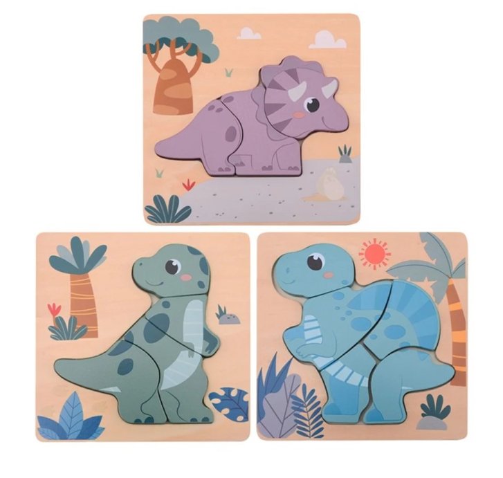 Drevené mini puzzle Dino