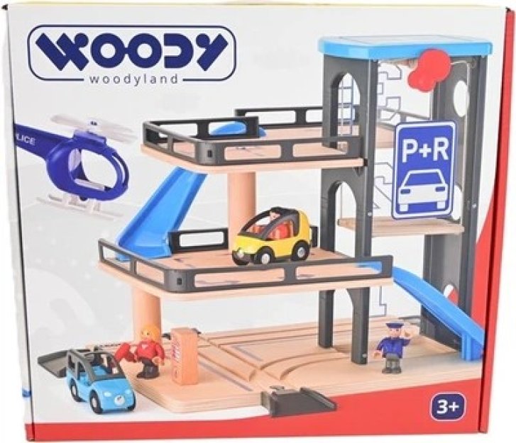 Woody - Garáž s autíčkami a heliportom
