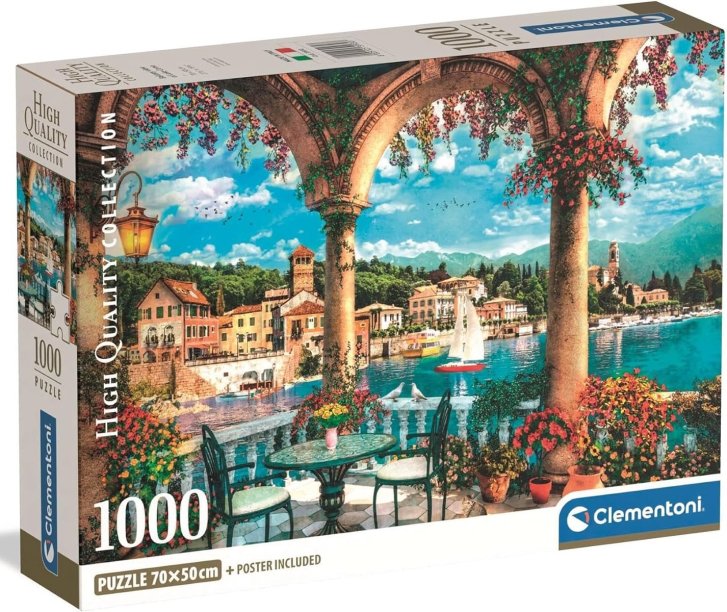 Puzzle 1000 - Výhľad na jazero Como