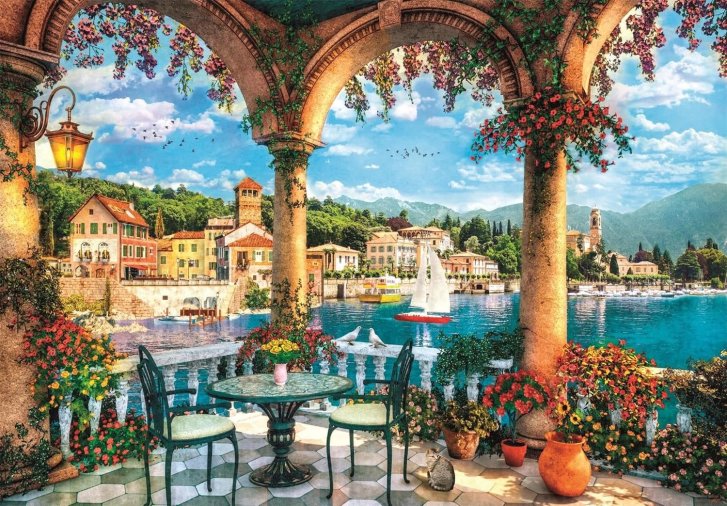 Puzzle 1000 - Výhľad na jazero Como