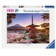 Puzzle 1000 - Hora Fuji pohľad na kvitnúce stromy